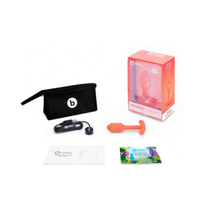 B-VIBE - VIBRATING SNUG PLUG 1 RECHARGEABLE WEIGHTED SILICONE ANAL PLUG ORANGE