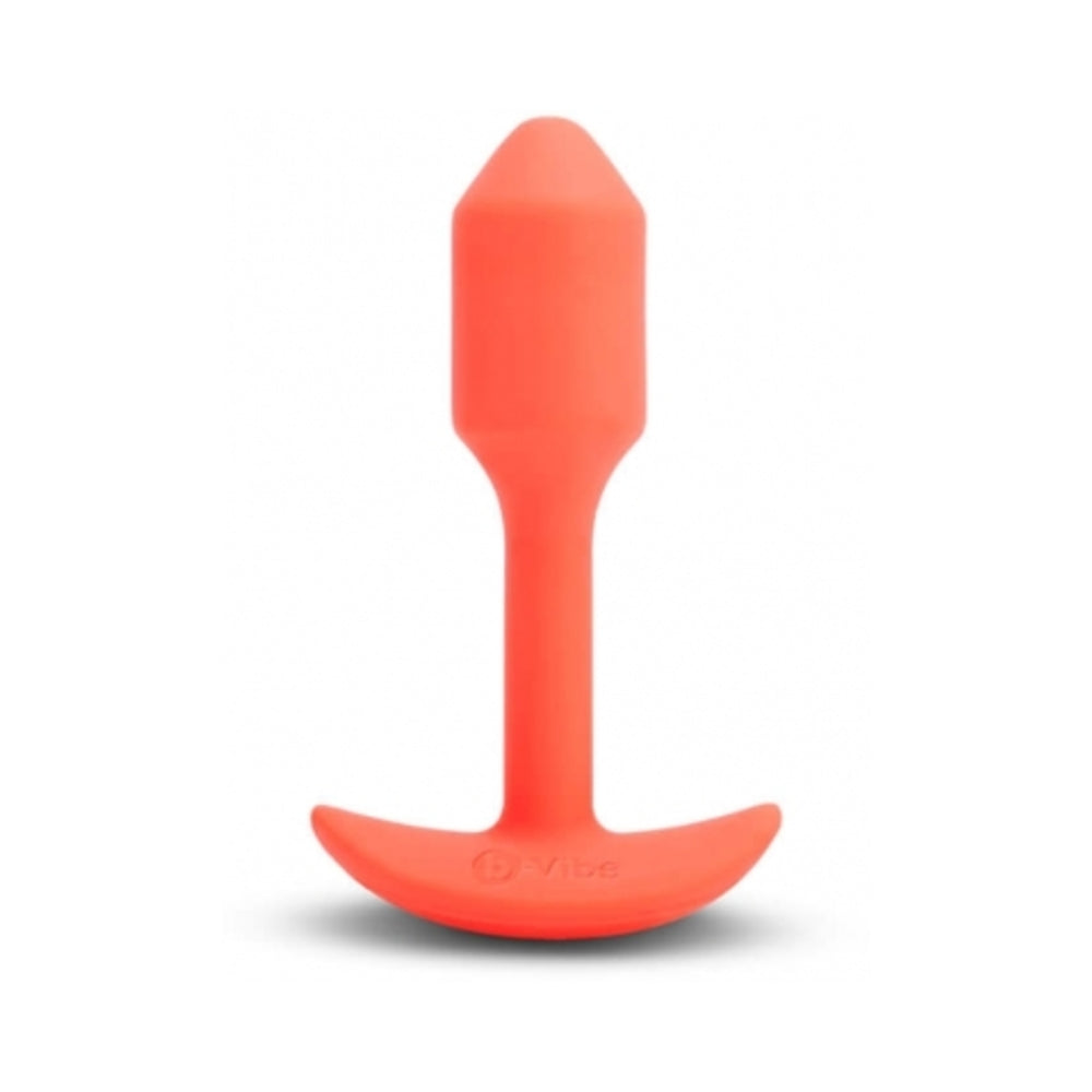 B-VIBE - VIBRATING SNUG PLUG 1 RECHARGEABLE WEIGHTED SILICONE ANAL PLUG ORANGE