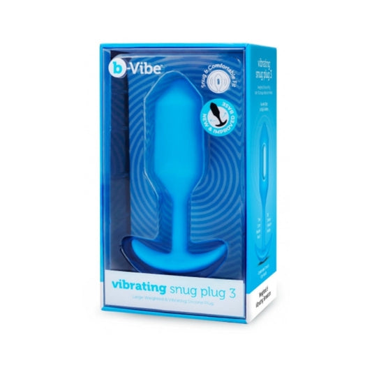 B-VIBE VIBRATING SNUG PLUG 3 RECHARGEABLE WEIGHTED SILICONE ANAL PLUG BLUE