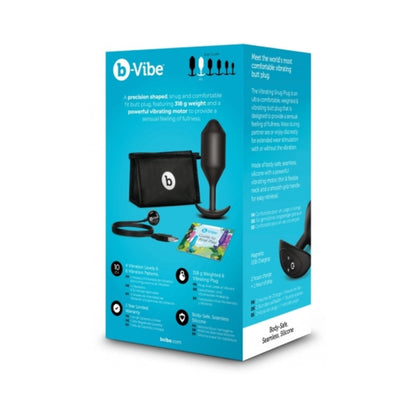 B-VIBE - VIBRATING SNUG PLUG 5 RECHARGEABLE WEIGHTED SILICONE ANAL PLUG BLACK