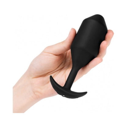 B-VIBE - VIBRATING SNUG PLUG 5 RECHARGEABLE WEIGHTED SILICONE ANAL PLUG BLACK