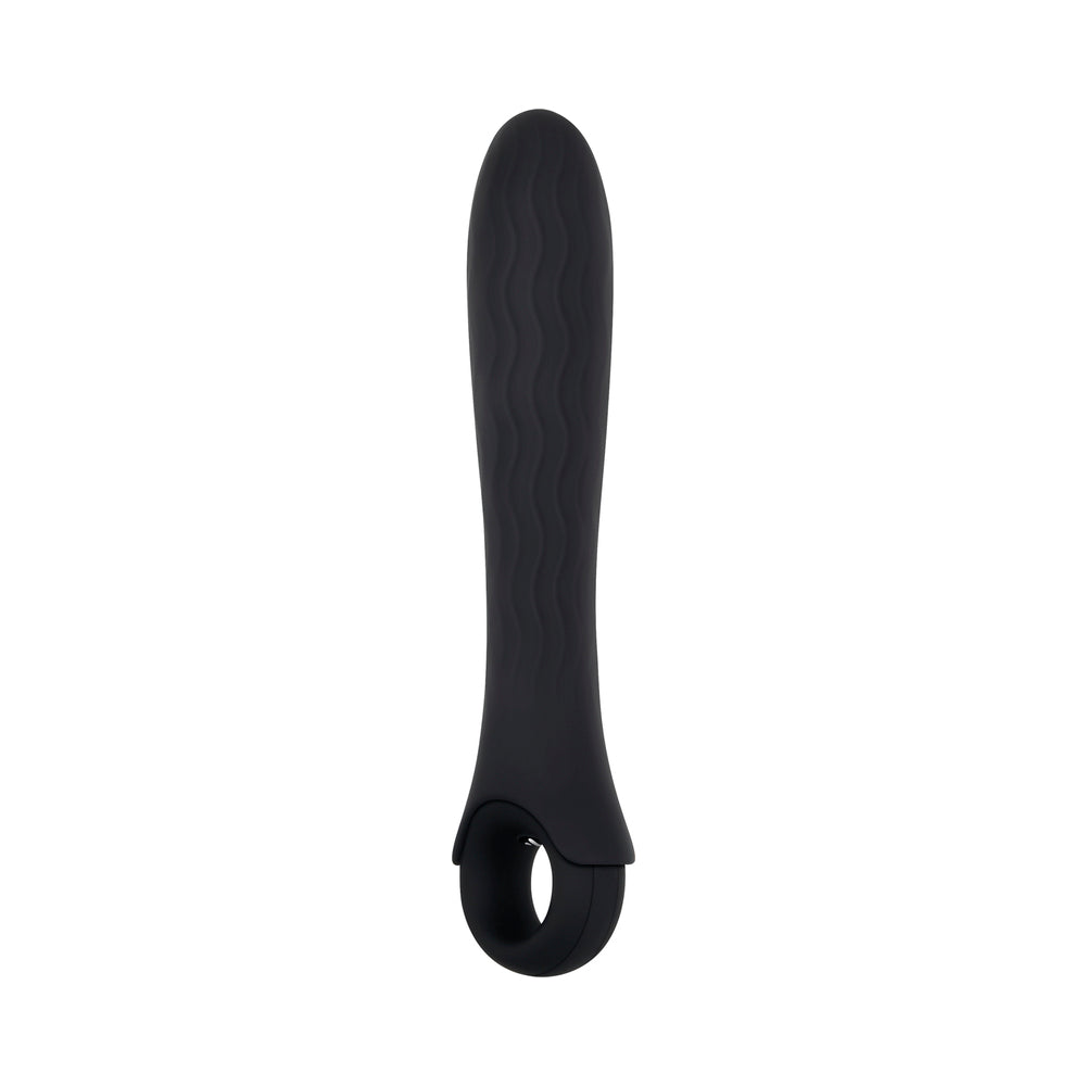 GENDER X - POWERHOUSE RECHARGEABLE TEXTURED SILICONE VIBRATOR WITH RING HANDLE BLACK