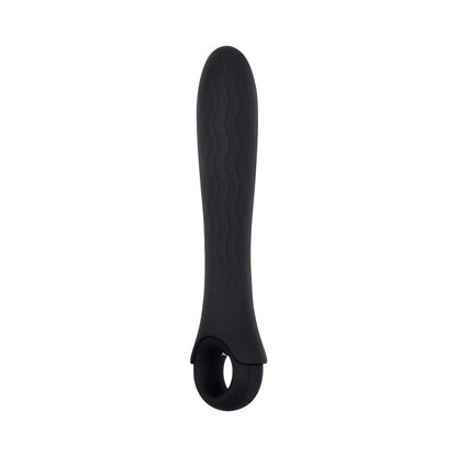 GENDER X - POWERHOUSE RECHARGEABLE TEXTURED SILICONE VIBRATOR WITH RING HANDLE BLACK