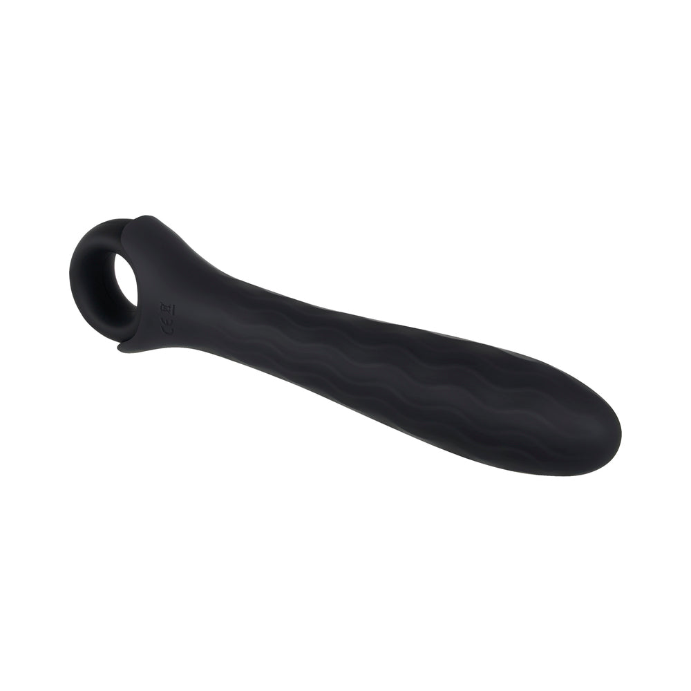 GENDER X - POWERHOUSE RECHARGEABLE TEXTURED SILICONE VIBRATOR WITH RING HANDLE BLACK