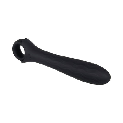 GENDER X - POWERHOUSE RECHARGEABLE TEXTURED SILICONE VIBRATOR WITH RING HANDLE BLACK