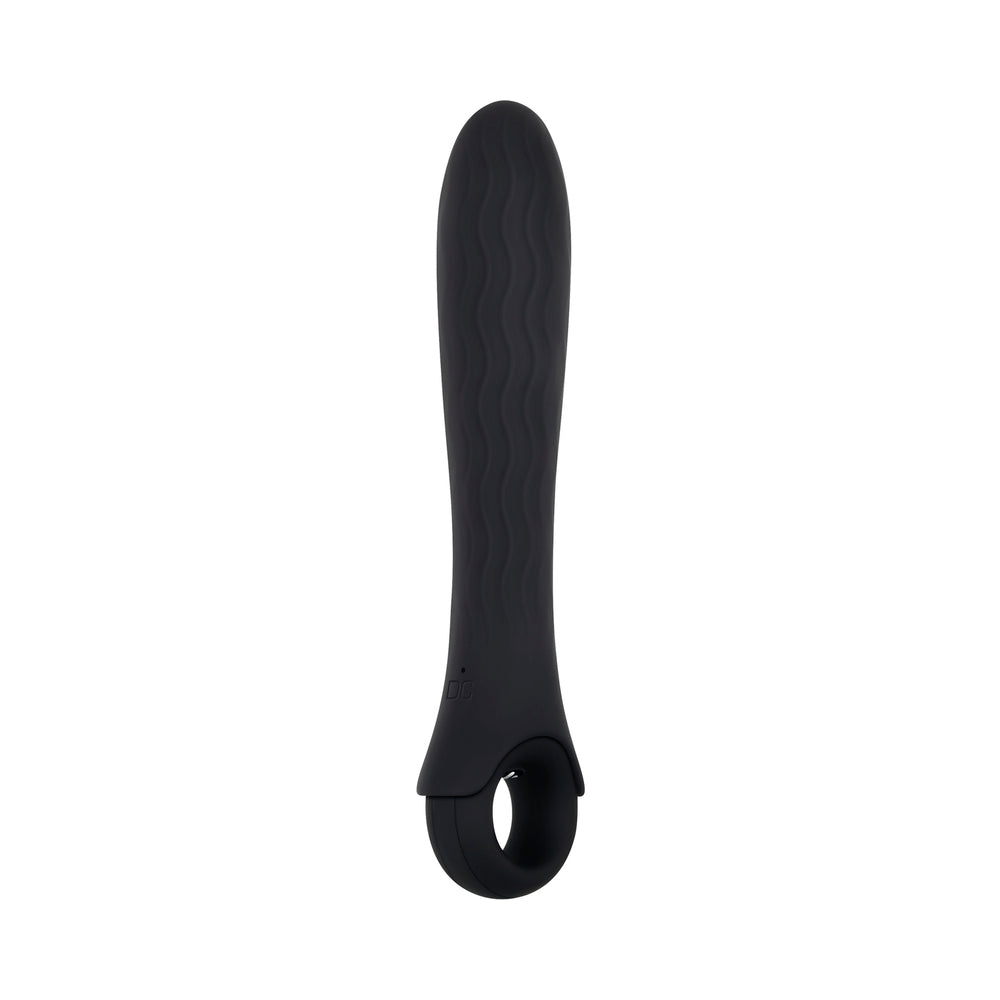 GENDER X - POWERHOUSE RECHARGEABLE TEXTURED SILICONE VIBRATOR WITH RING HANDLE BLACK