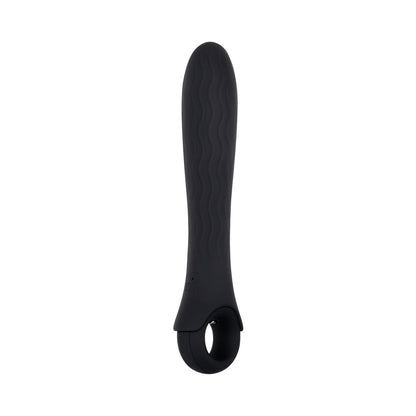 GENDER X - POWERHOUSE RECHARGEABLE TEXTURED SILICONE VIBRATOR WITH RING HANDLE BLACK