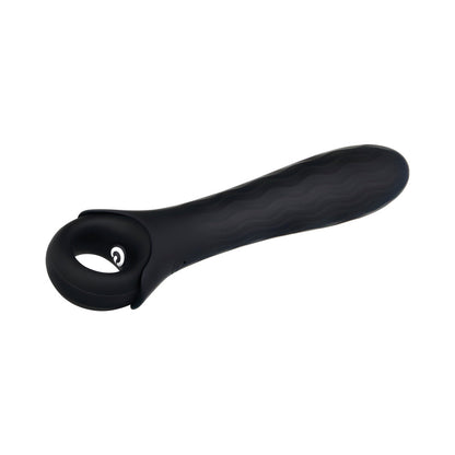 GENDER X - POWERHOUSE RECHARGEABLE TEXTURED SILICONE VIBRATOR WITH RING HANDLE BLACK