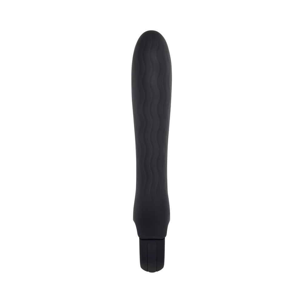 GENDER X - POWERHOUSE RECHARGEABLE TEXTURED SILICONE VIBRATOR WITH RING HANDLE BLACK