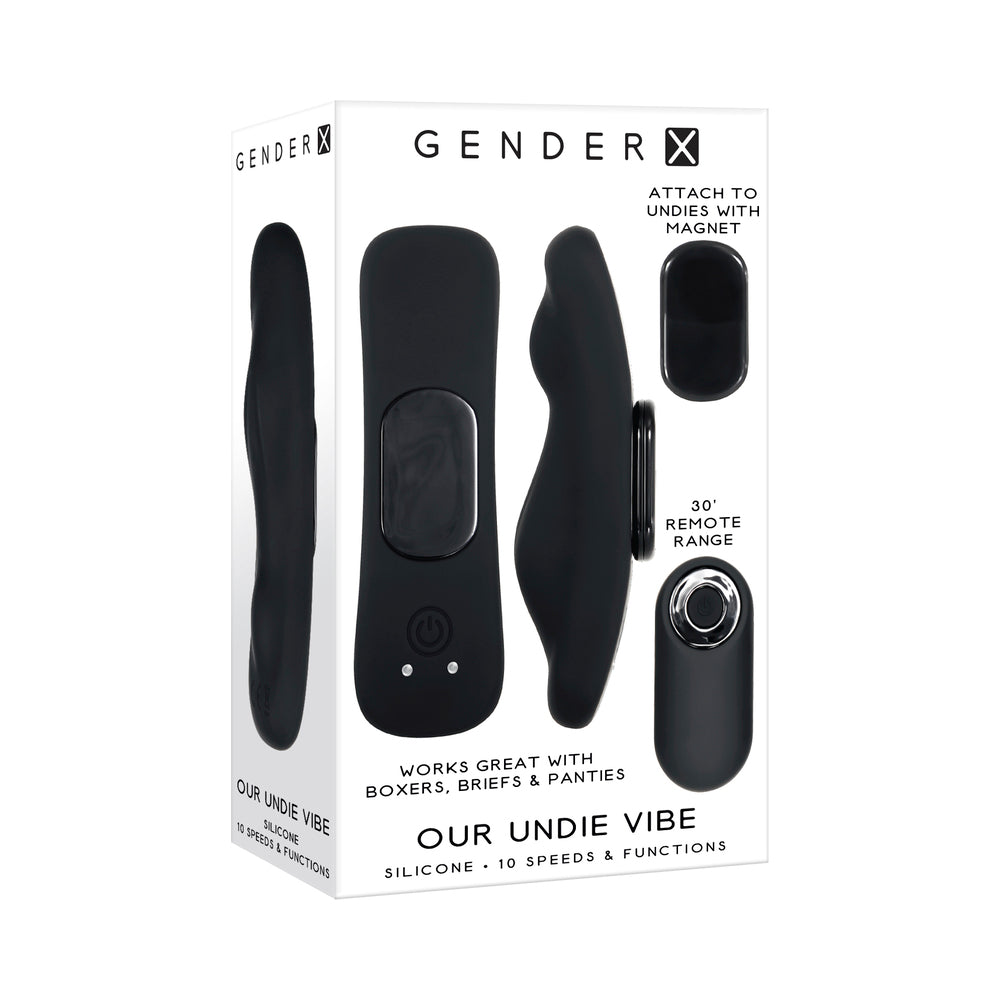 GENDER X - OUR UNDIE VIBE RECHARGEABLE REMOTE-CONTROLLED MAGNETIC SILICONE UNDERWEAR VIBRATOR BLACK