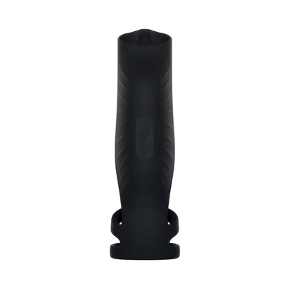 GENDER X - FUNDA DE SILICONA VIBRATORIA RECARGABLE DE TRIPLE ANILLO PARA PENE ROCKETEER NEGRA