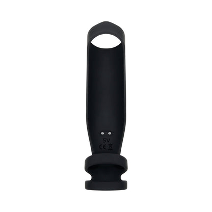 GENDER X ROCKETEER RECHARGEABLE TRIPLE-RING VIBRATING SILICONE PENIS SHEATH BLACK