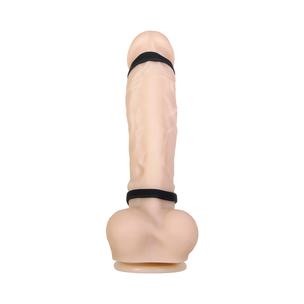 GENDER X - FUNDA DE SILICONA VIBRATORIA RECARGABLE DE TRIPLE ANILLO PARA PENE ROCKETEER NEGRA