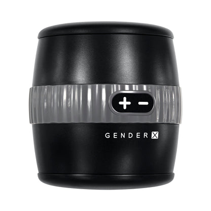 GENDER X BARREL OF FUN RECHARGEABLE OPEN-ENDED VIBRATING STROKER BLACK