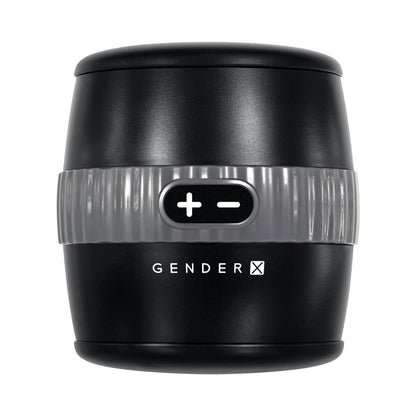 GENDER X BARREL OF FUN RECHARGEABLE OPEN-ENDED VIBRATING STROKER BLACK