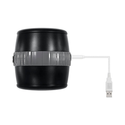 GENDER X BARREL OF FUN RECHARGEABLE OPEN-ENDED VIBRATING STROKER BLACK