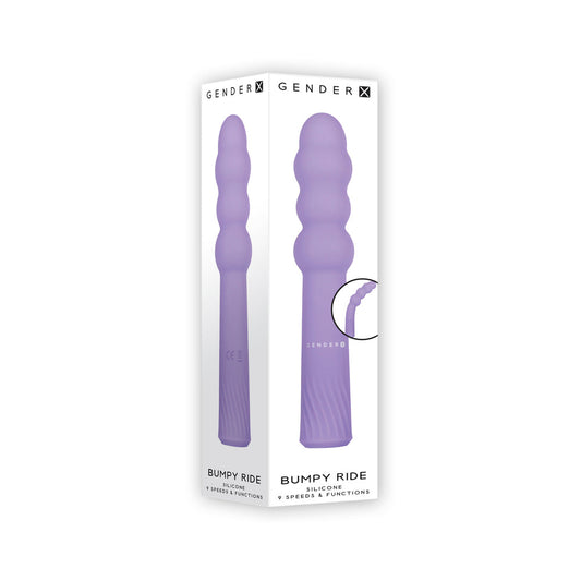GENDER X BUMPY RIDE RECHARGEABLE FLEXIBLE SILICONE BEADED VIBRATOR PURPLE