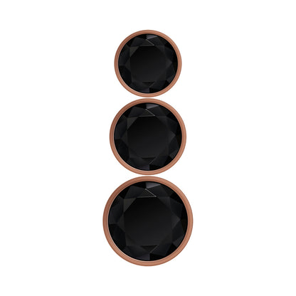 GENDER X - GOLD DIGGER 3-PIECE ROSE GOLD BEADED ANAL PLUG WITH BLACK GEMSTONE BASE SET