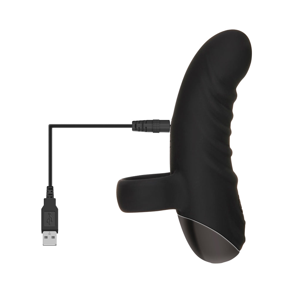 EVOLVED - HOOKED ON YOU RECHARGEABLE SILICONE FINGER VIBRATOR BLACK