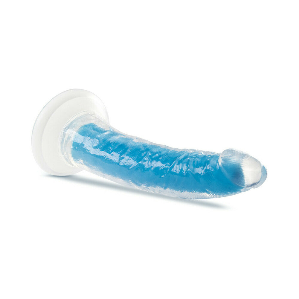 NEO ELITE GLOW IN THE DARK PRYSM 7 IN. SILICONE DUAL DENSITY DILDO NEON BLUE