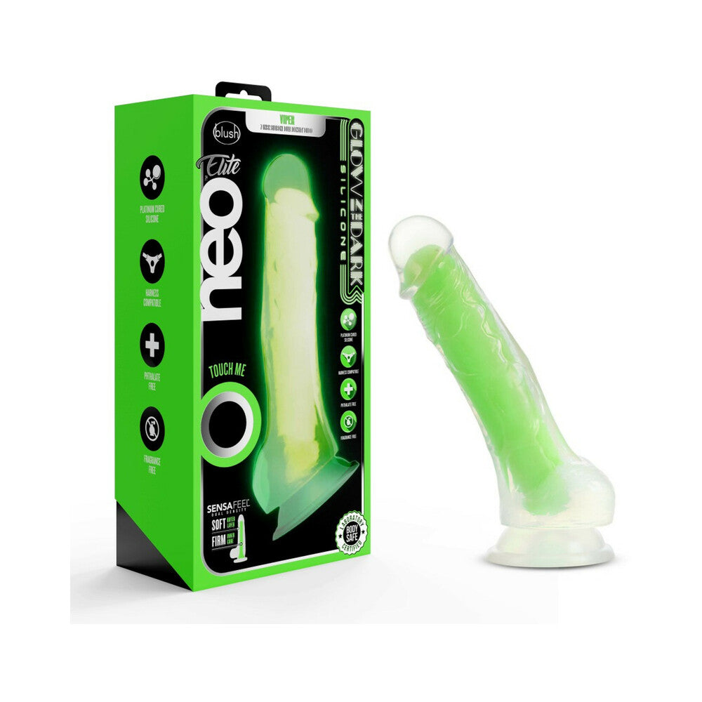 BLUSH - NEO ELITE GLOW IN THE DARK VIPER 7 IN. DUAL DENSITY DILDO NEON