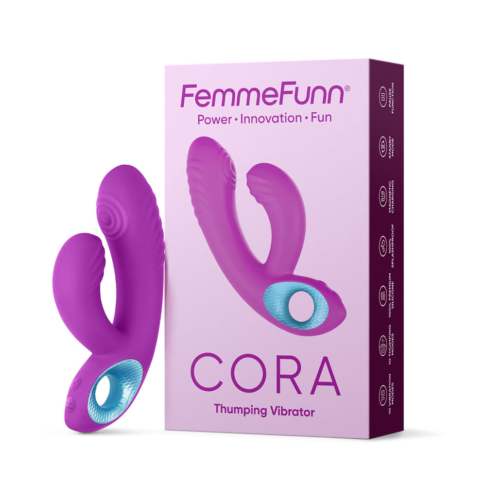 FEMMEFUNN CORA RECHARGEABLE SILICONE THUMPING DUAL STIMULATION VIBRATOR PURPLE