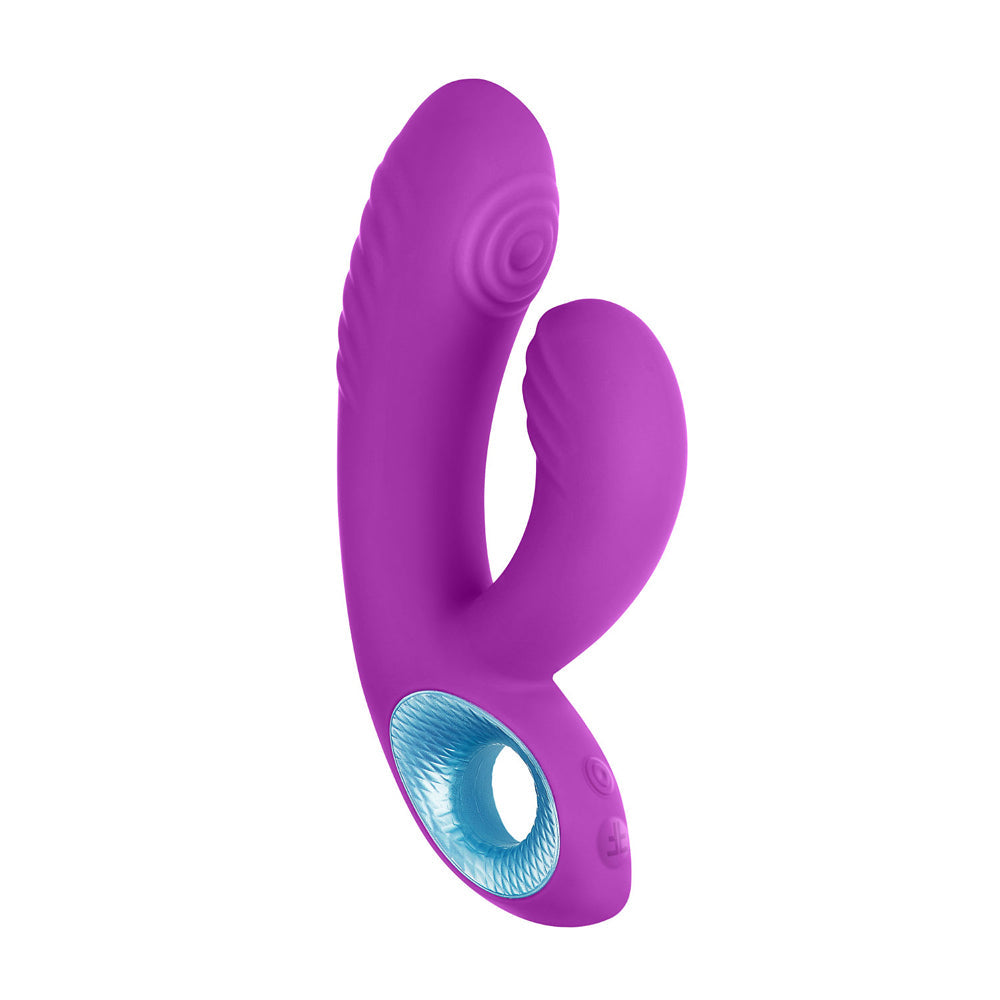 FEMMEFUNN - CORA VIBRADOR RECARGABLE DE SILICONA CON DOBLE ESTIMULACIÓN Y GOLPETEO PÚRPURA