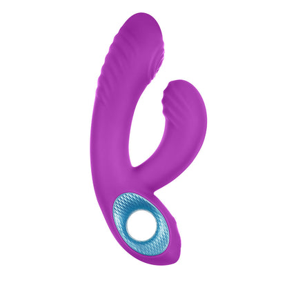 FEMMEFUNN - CORA VIBRADOR RECARGABLE DE SILICONA CON DOBLE ESTIMULACIÓN Y GOLPETEO PÚRPURA