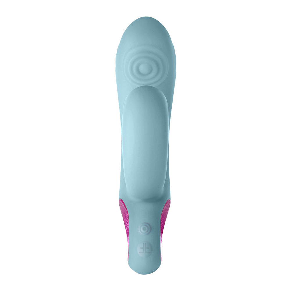 FEMMEFUNN CORA RECHARGEABLE SILICONE THUMPING DUAL STIMULATION VIBRATOR LIGHT BLUE