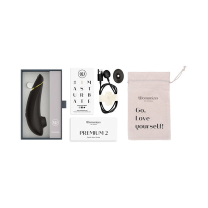 WOMANIZER - PREMIUM 2 RECHARGEABLE SILICONE LUXURIOUS PLEASURE AIR CLITORAL STIMULATOR BLACK