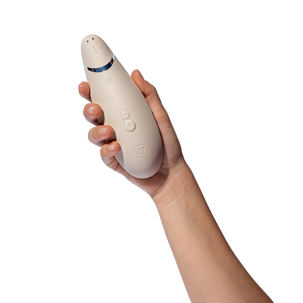 WOMANIZER - PREMIUM 2 RECHARGEABLE SILICONE LUXURIOUS PLEASURE AIR CLITORAL STIMULATOR WARM GRAY