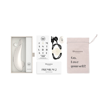 WOMANIZER PREMIUM 2 RECHARGEABLE SILICONE LUXURIOUS PLEASURE AIR CLITORAL STIMULATOR WARM GRAY