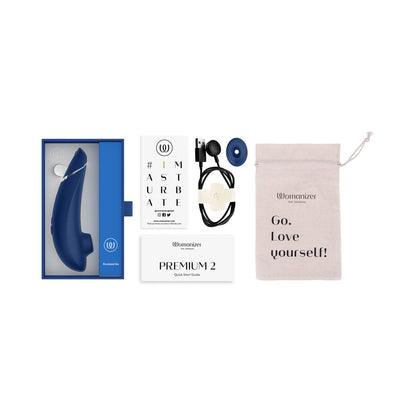 WOMANIZER - PREMIUM 2 RECHARGEABLE SILICONE LUXURIOUS PLEASURE AIR CLITORAL STIMULATOR BLUEBERRY