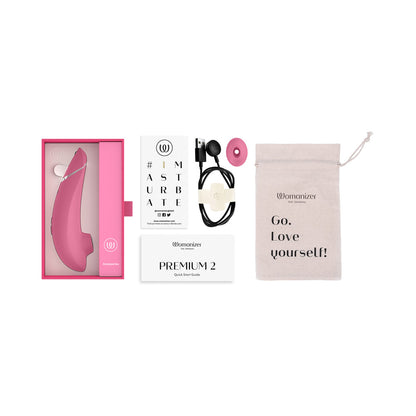 WOMANIZER PREMIUM 2 RECHARGEABLE SILICONE LUXURIOUS PLEASURE AIR CLITORAL STIMULATOR RASPBERRY