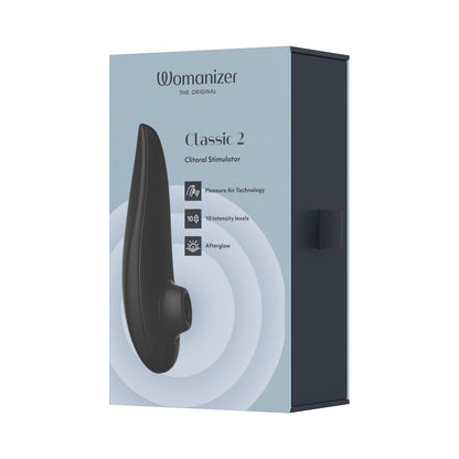 WOMANIZER - CLASSIC 2 RECHARGEABLE SILICONE PLEASURE AIR CLITORAL STIMULATOR BLACK