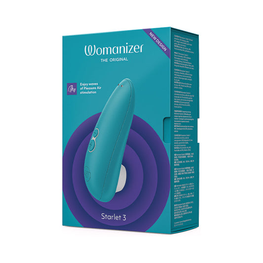 WOMANIZER STARLET 3 RECHARGEABLE SILICONE COMPACT PLEASURE AIR CLITORAL STIMULATOR TURQUOISE