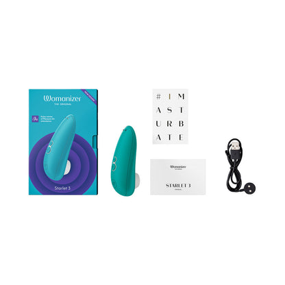 WOMANIZER STARLET 3 RECHARGEABLE SILICONE COMPACT PLEASURE AIR CLITORAL STIMULATOR TURQUOISE