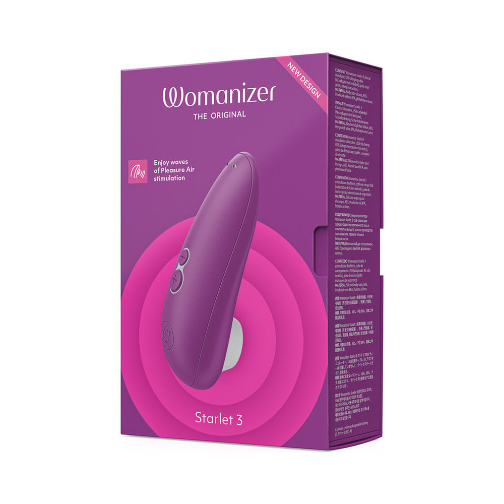 WOMANIZER STARLET 3 RECHARGEABLE SILICONE COMPACT PLEASURE AIR CLITORAL STIMULATOR VIOLET