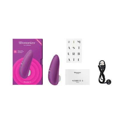 WOMANIZER STARLET 3 RECHARGEABLE SILICONE COMPACT PLEASURE AIR CLITORAL STIMULATOR VIOLET