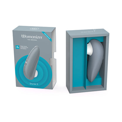 WOMANIZER STARLET 3 RECHARGEABLE SILICONE COMPACT PLEASURE AIR CLITORAL STIMULATOR GRAY