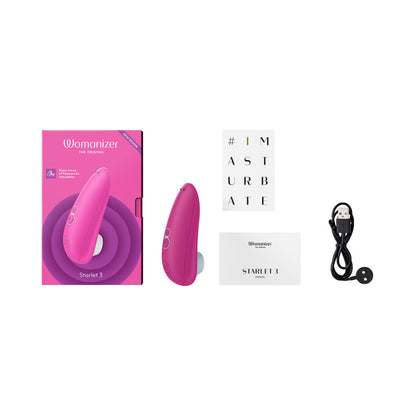 WOMANIZER STARLET 3 RECHARGEABLE SILICONE COMPACT PLEASURE AIR CLITORAL STIMULATOR PINK