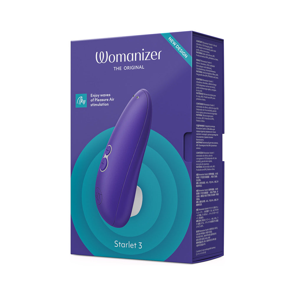 WOMANIZER STARLET 3 RECHARGEABLE SILICONE COMPACT PLEASURE AIR CLITORAL STIMULATOR INDIGO