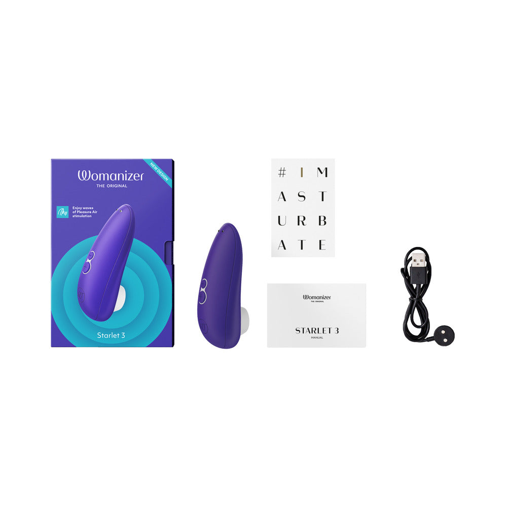 WOMANIZER STARLET 3 RECHARGEABLE SILICONE COMPACT PLEASURE AIR CLITORAL STIMULATOR INDIGO