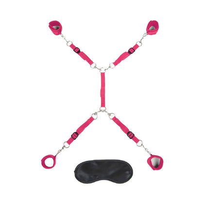 LUX FETISH 7-PIECE BED SPREADER PLAYFUL RESTRAINT SYSTEM HOT PINK
