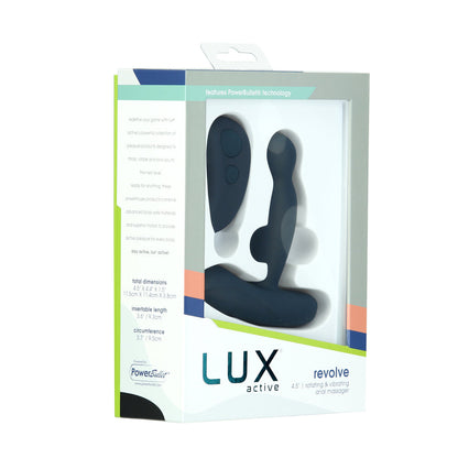 LUX ACTIVE REVOLVE 4.5 IN. ROTATING AND VIBRATING SILICONE MASSAGER BLACK
