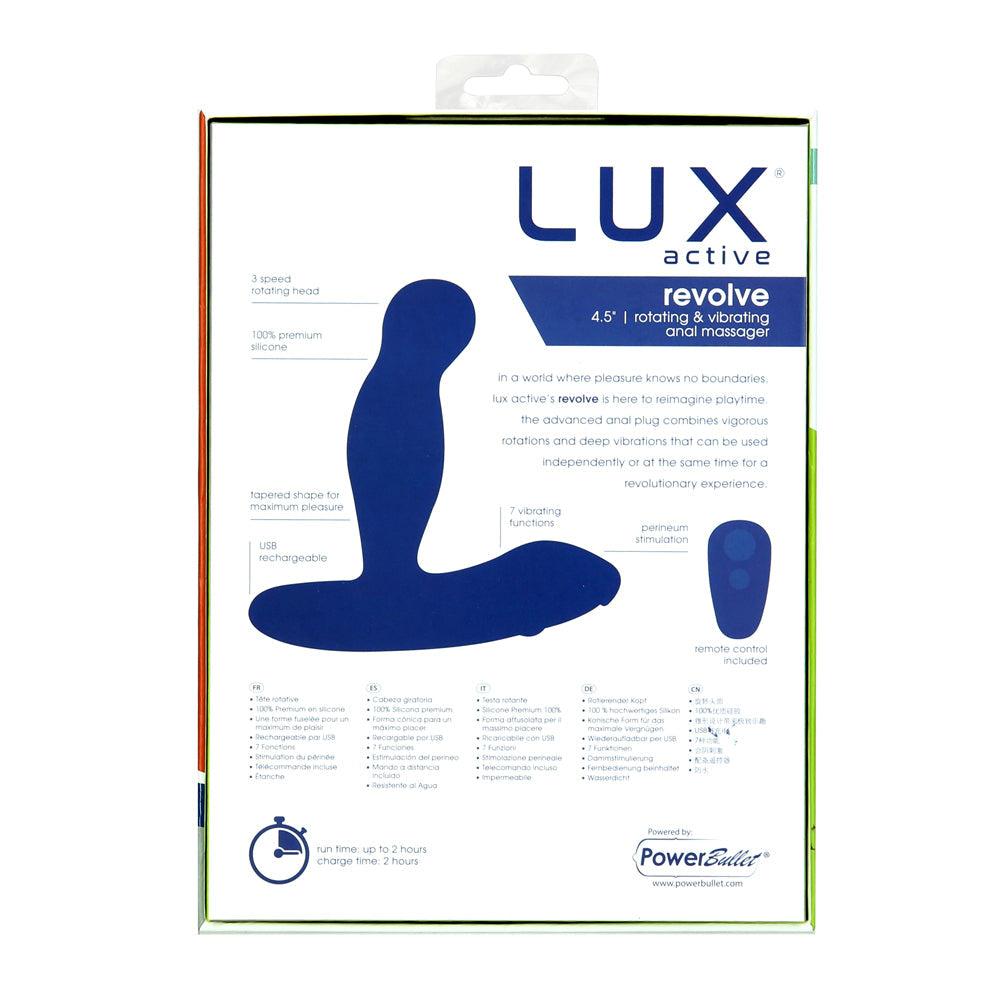 LUX ACTIVE REVOLVE 4.5 IN. ROTATING AND VIBRATING SILICONE MASSAGER BLACK