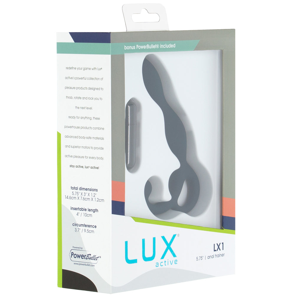LUX ACTIVE LX1 5.75 IN. ANAL TRAINER SILICONE WITH POWER BULLET DARK BLUE