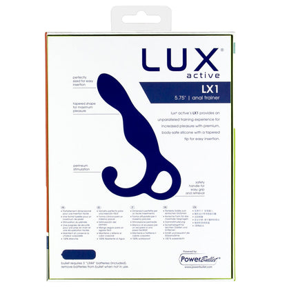 LUX ACTIVE LX1 5.75 IN. ANAL TRAINER SILICONE WITH POWER BULLET DARK BLUE