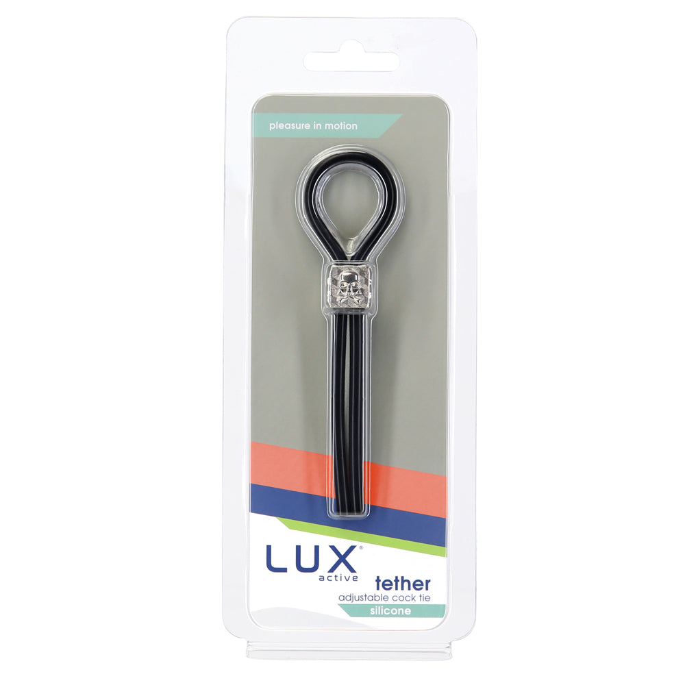 LUX ACTIVE TETHER ADJUSTABLE COCK TIE SILICONE BLACK  LASSO/BOLO