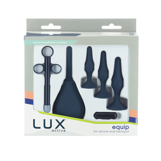 LUX ACTIVE EQUIP 7-PIECE ANAL PLUG TRAINING KIT SILICONE BLACK